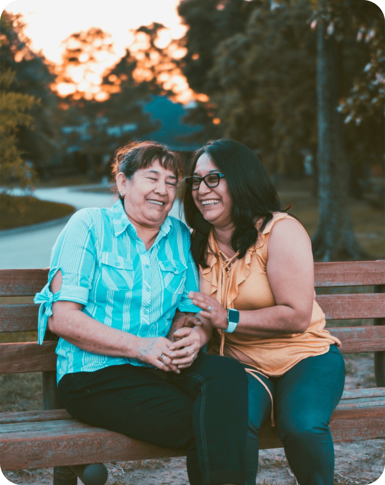 Adult daughter and aging mother together